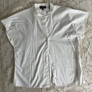 Theory White Short Sleeved Blouse